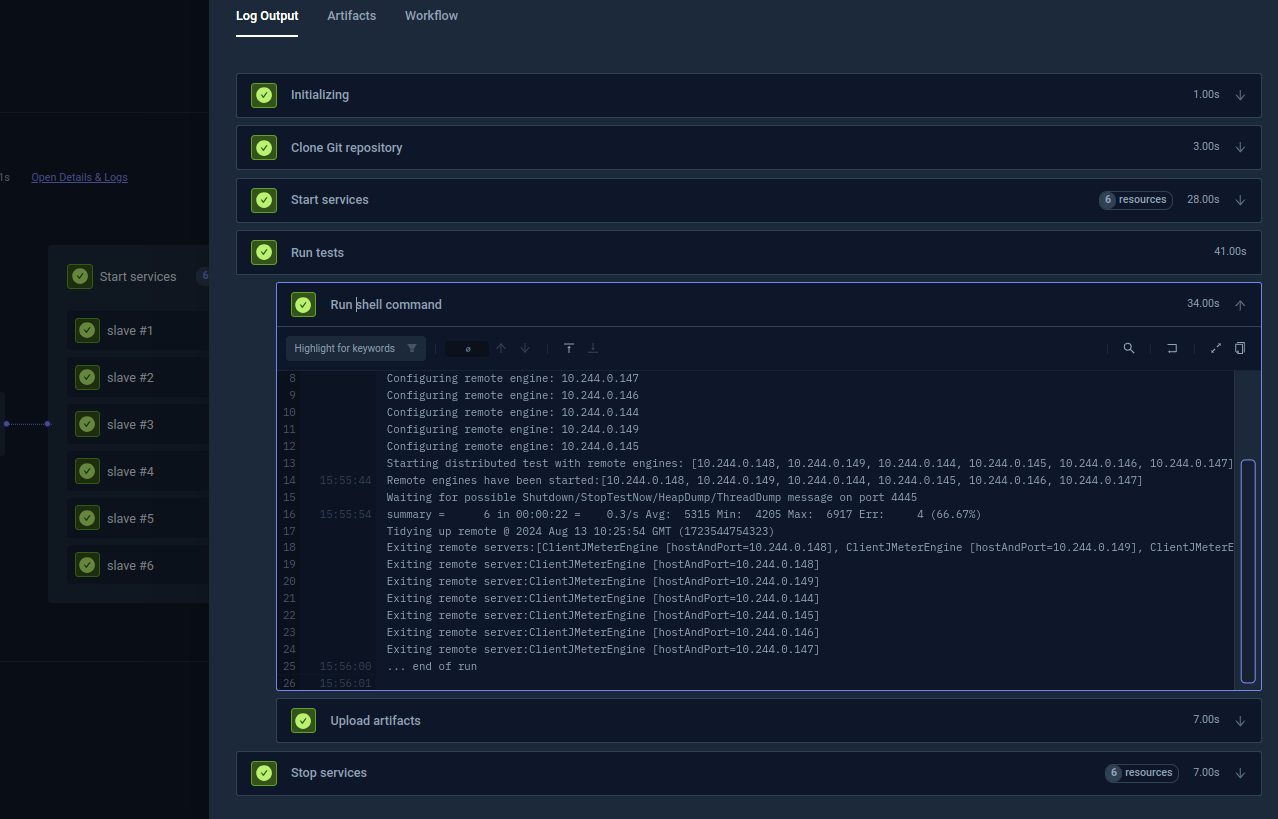 JMeter Framework Log Output